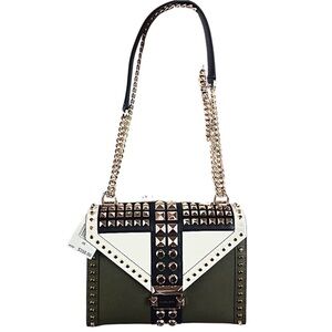 Michael Kors Studded Crossbody Bag in Green and White